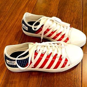 MAGA American Flag Low Top Shoes Red, White and Blue size 8 never worn